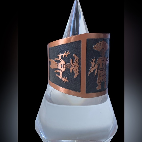 Native American Pueblo Kachina Spirit Dancer Solid Copper Cuff Bracelet Jewelry - Picture 6 of 10